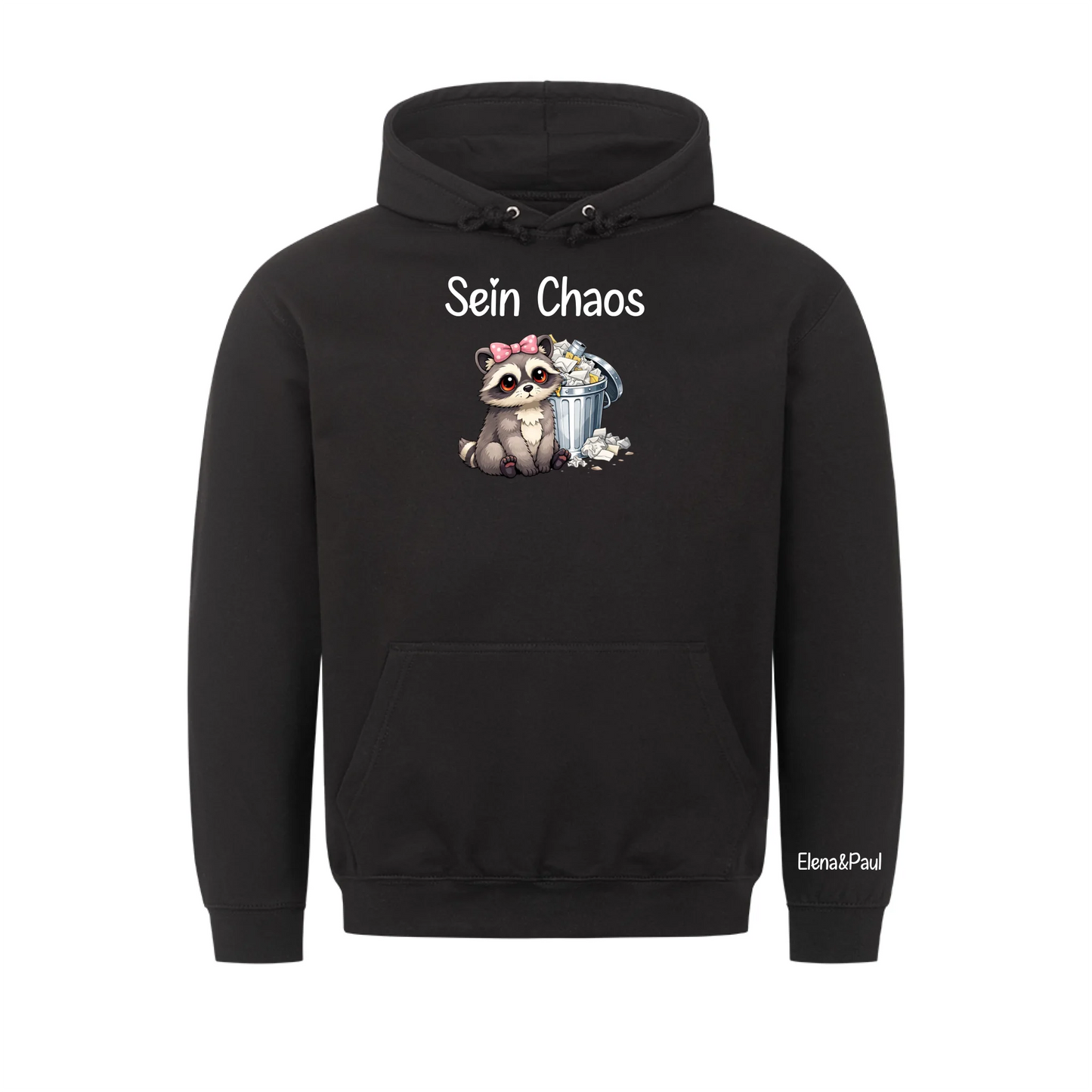 Waschbär sein Chaos - Hoodie personalisierbarer Ärmel