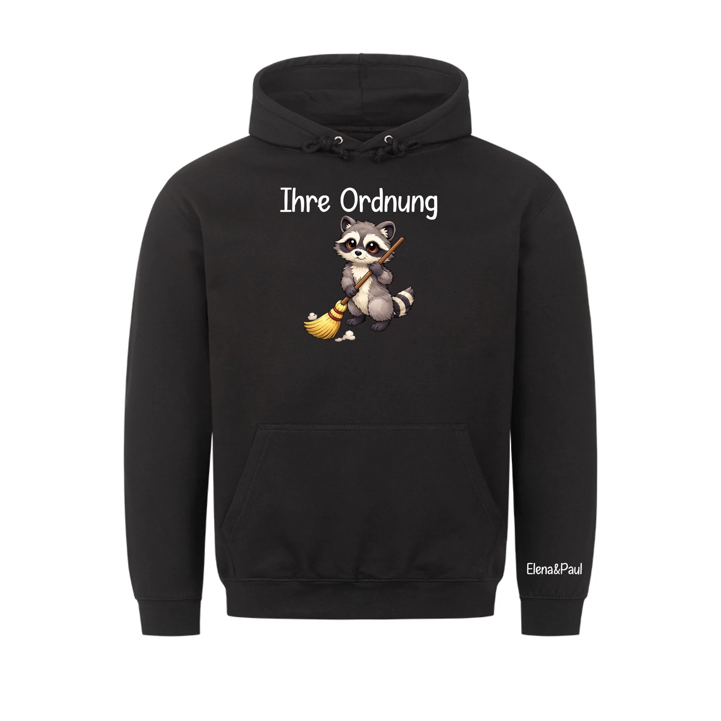 Waschbär ihre Ordnung - Hoodie personalisierbarer Ärmel