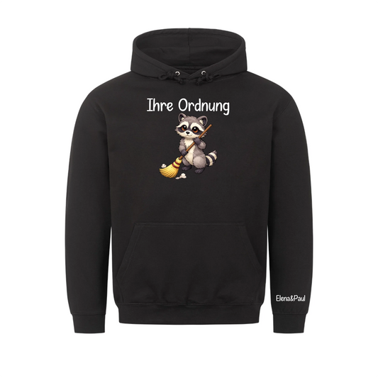 Waschbär ihre Ordnung - Hoodie personalisierbarer Ärmel